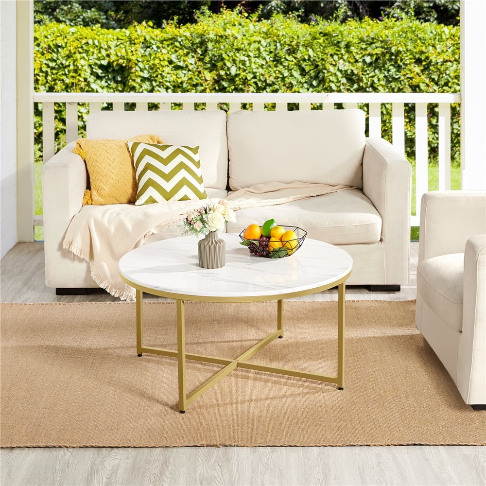 Ashen Horizon - Modern Oval Coffee Table Faux Marble