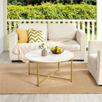 Ashen Horizon - Modern Oval Coffee Table Faux Marble
