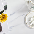 Ashen Horizon - Modern Oval Coffee Table Faux Marble