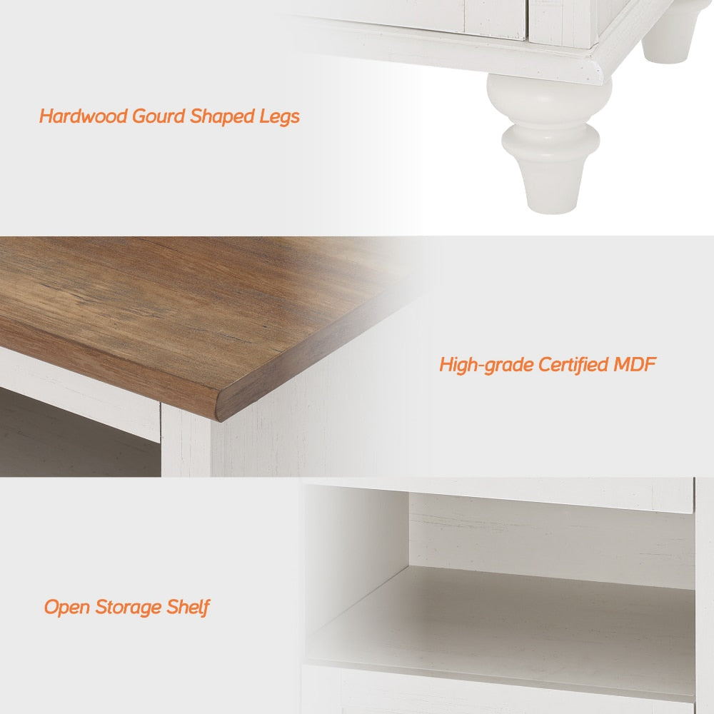 Oyster Ivory - Modern LED White Nightstand Small Bedside Table