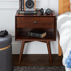 Sage Cove - Mid Century Modern Nightstand Walnut Solid Wood Nightstand Small Bedside Table