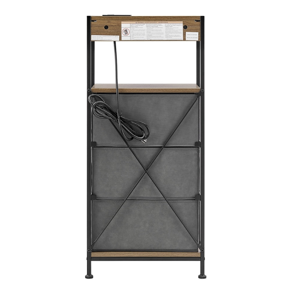 Dawn Corner - Modern 3 Drawer Nightstand with Charging Station