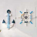 Boden - 2PCS Nautical Ship Wheel and Anchor Wall Decor