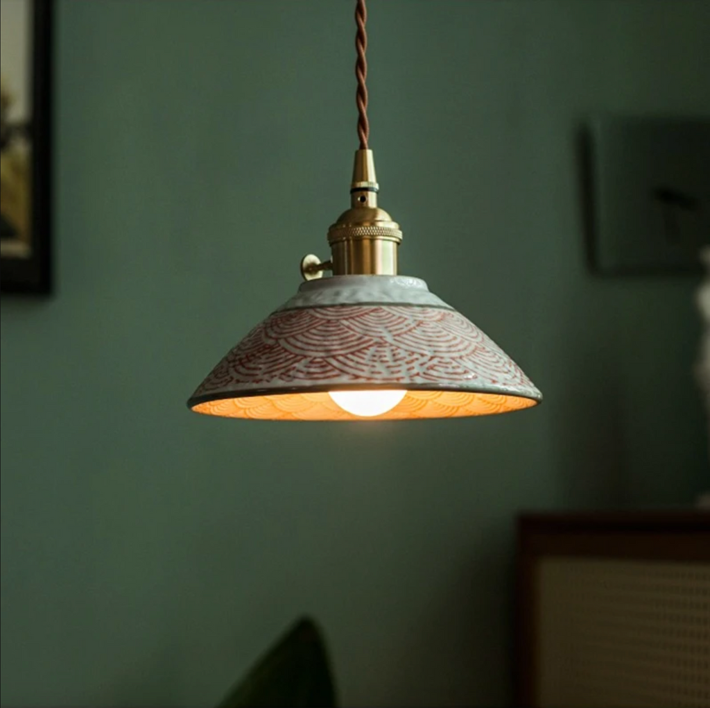Birch Echo – Hand-Painted Ceramic Pendant Light