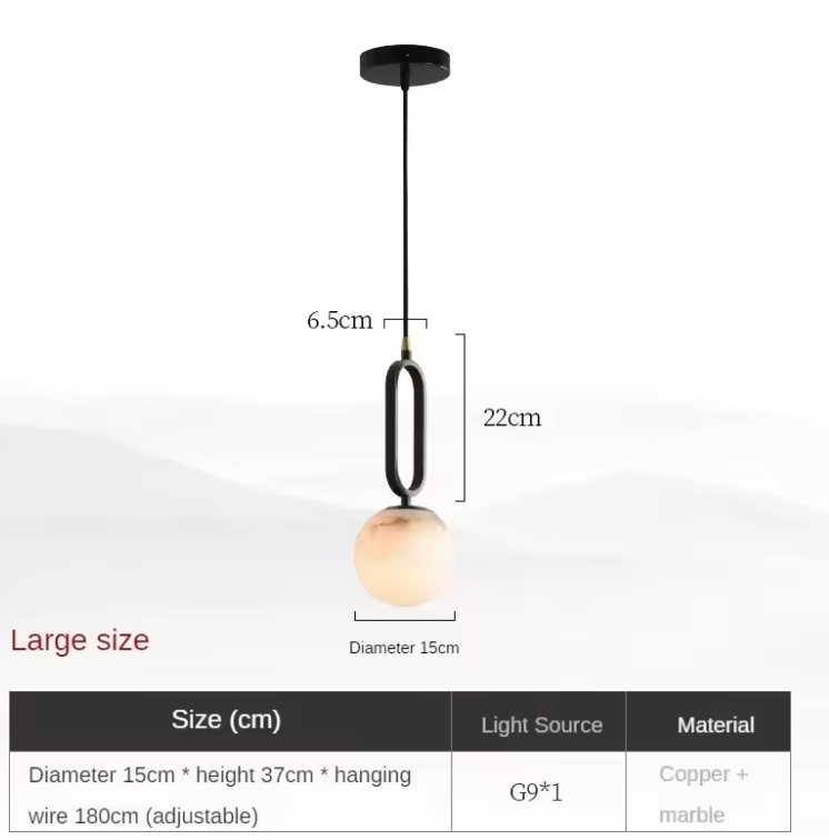 Copper Studio - Real Natural Marble Pendant Light
