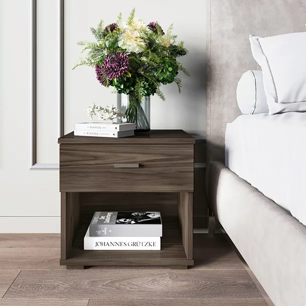 Coastal Cypress - Modern Black Nightstand Small Bedside Table
