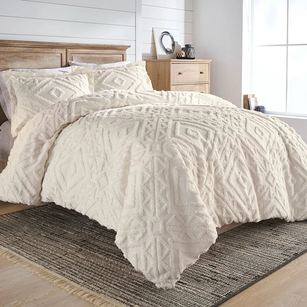 Caspia - 3-piece Chenille Duvet Cover Set