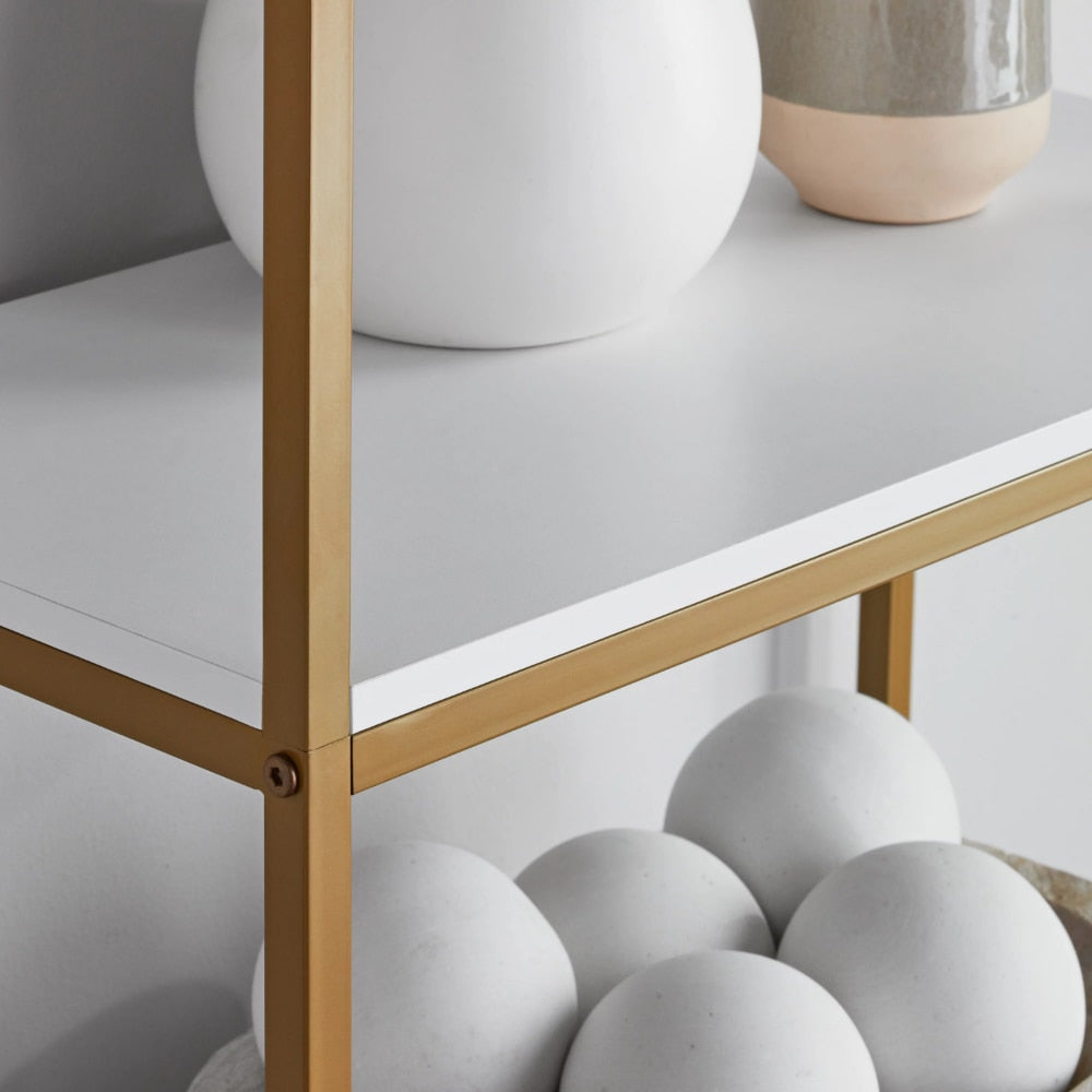 Slate Cobalt - 6-Shelf Gold Metal Frame Bookcase