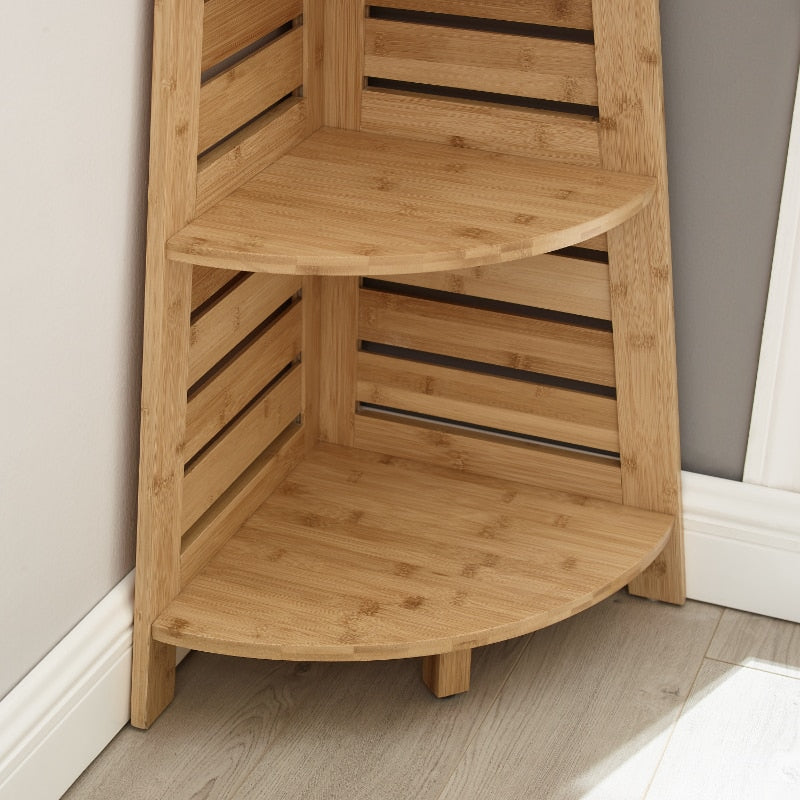 Stone Seabird - 3 shelf bookcase Bamboo Wood Corner Shelf Unit