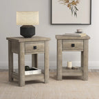 Minimal Thicket - Modern Farmhouse 1 Drawer Nightstand Set of 2 Bedside Table