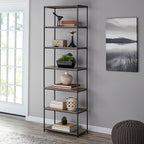 Slate Cobalt - 6-Shelf Gold Metal Frame Bookcase