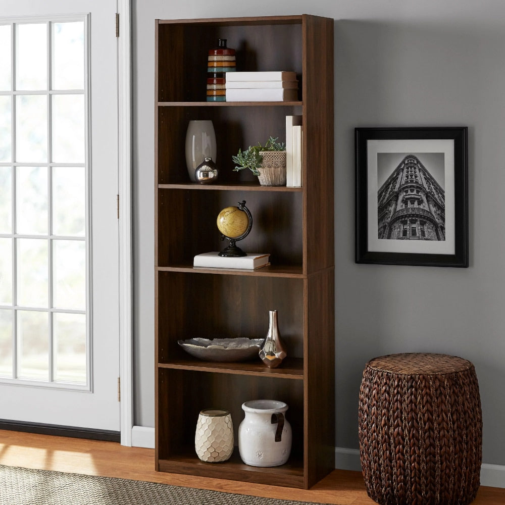 Snow Harbor - 5-Shelf Book Shelf Living Room Shelves Wood Shelves