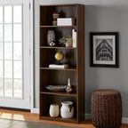 Snow Harbor - 5-Shelf Book Shelf Living Room Shelves Wood Shelves