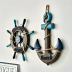 Boden - 2PCS Nautical Ship Wheel and Anchor Wall Decor