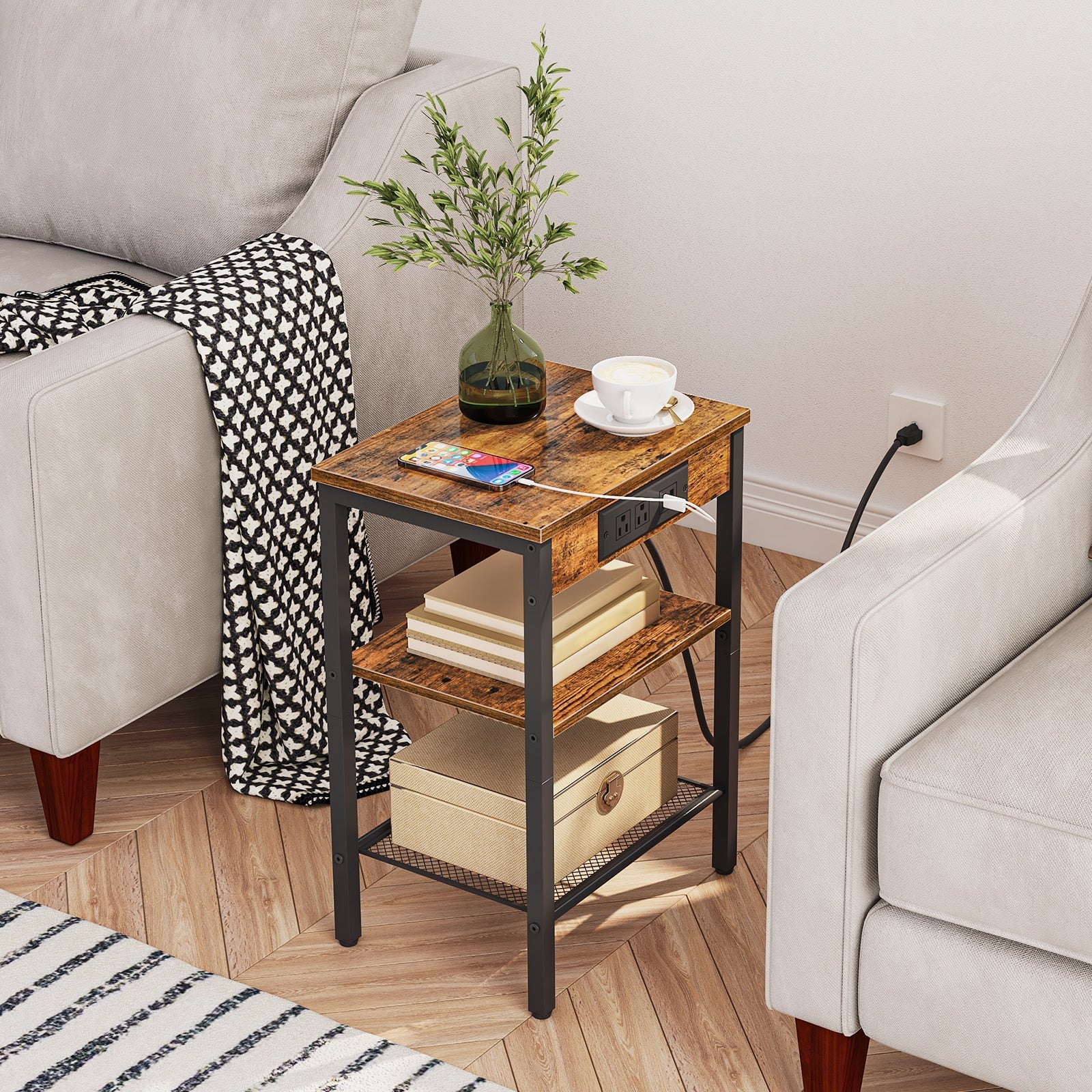 Birch Thicket - Nightstand with Charging Station Small Nightstand