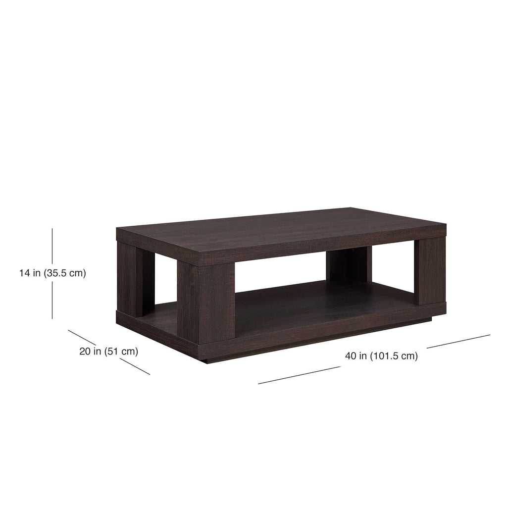 Serene Summit - Wood Coffee Table with Storage Square Coffee Table with Storage