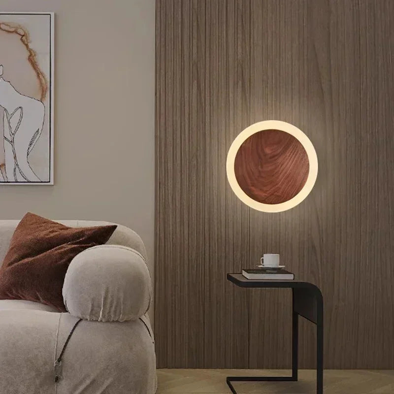Arctic Opal Candle – Modern Walnut LED Wall Light