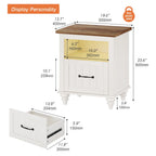 Oyster Ivory - Modern LED White Nightstand Small Bedside Table