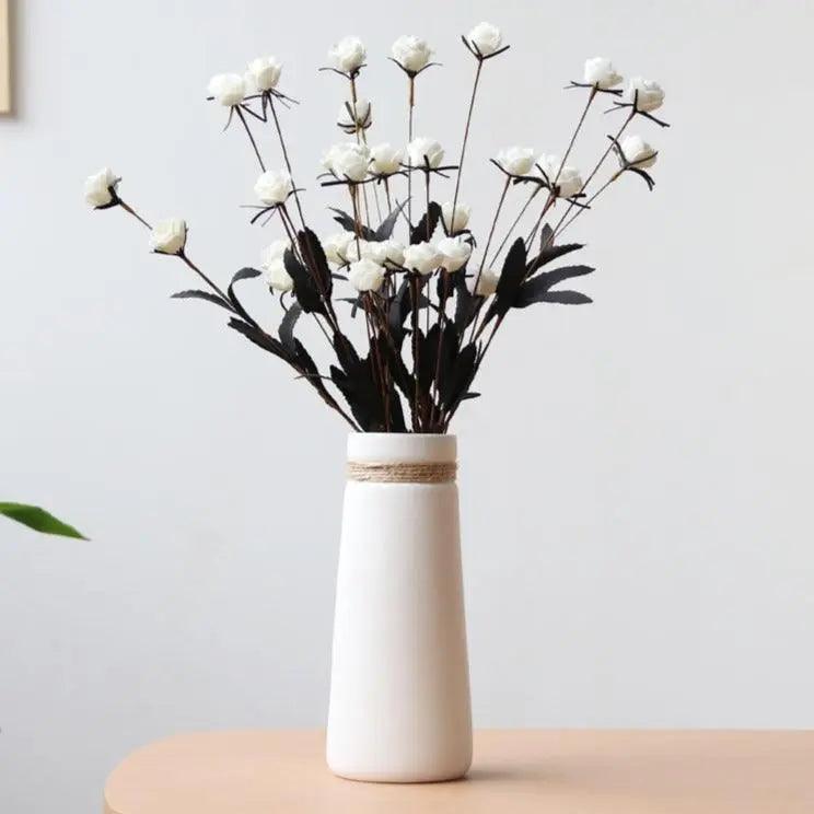 Cobalt Springs Springs - Modern White Vase with Hemp Rope