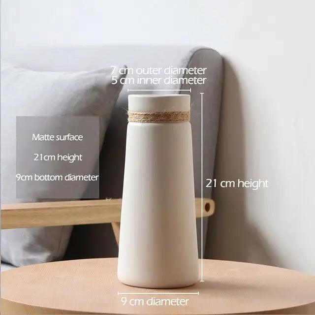Cobalt Springs Springs - Modern White Vase with Hemp Rope