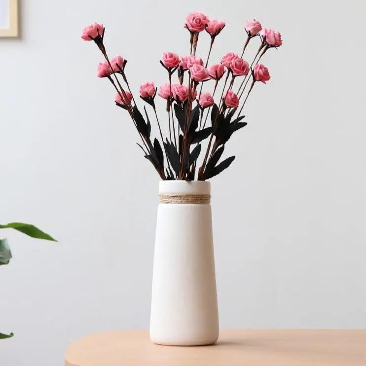 Cobalt Springs Springs - Modern White Vase with Hemp Rope