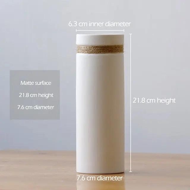 Cobalt Springs Springs - Modern White Vase with Hemp Rope