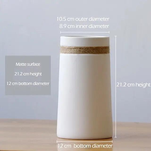 Cobalt Springs Springs - Modern White Vase with Hemp Rope