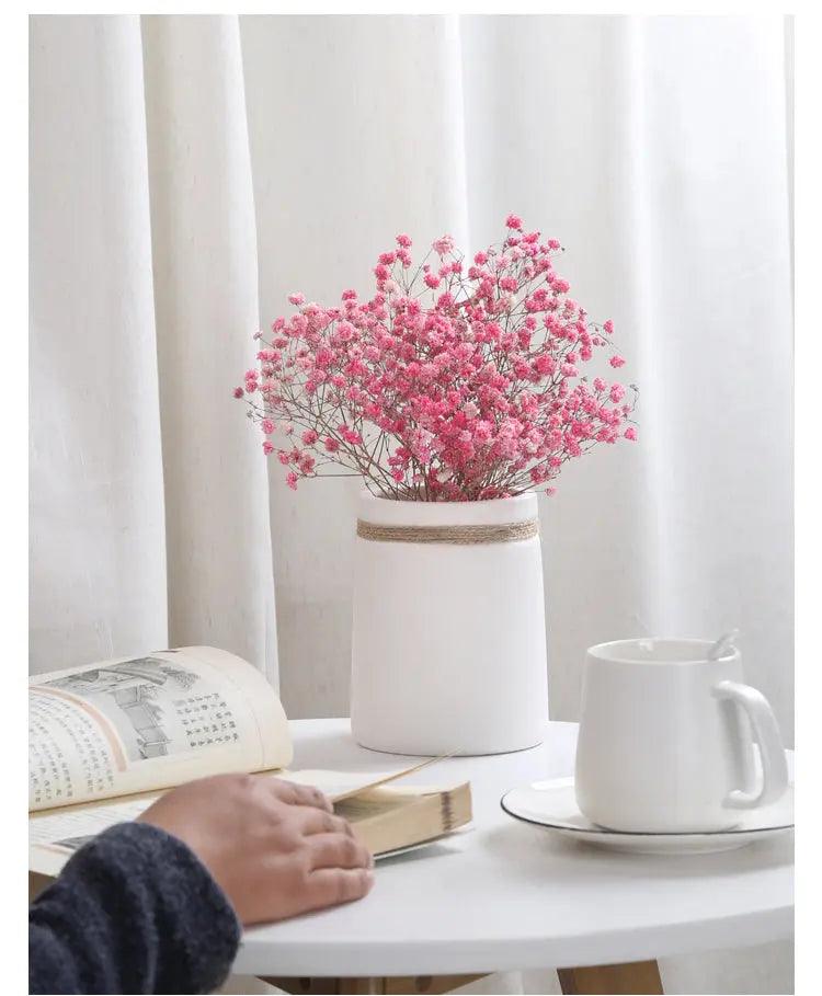 Cobalt Springs Springs - Modern White Vase with Hemp Rope