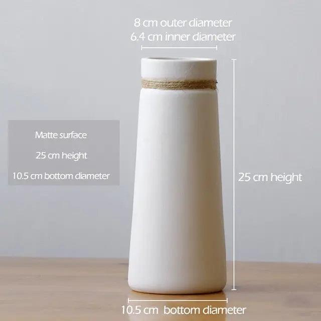 Cobalt Springs Springs - Modern White Vase with Hemp Rope