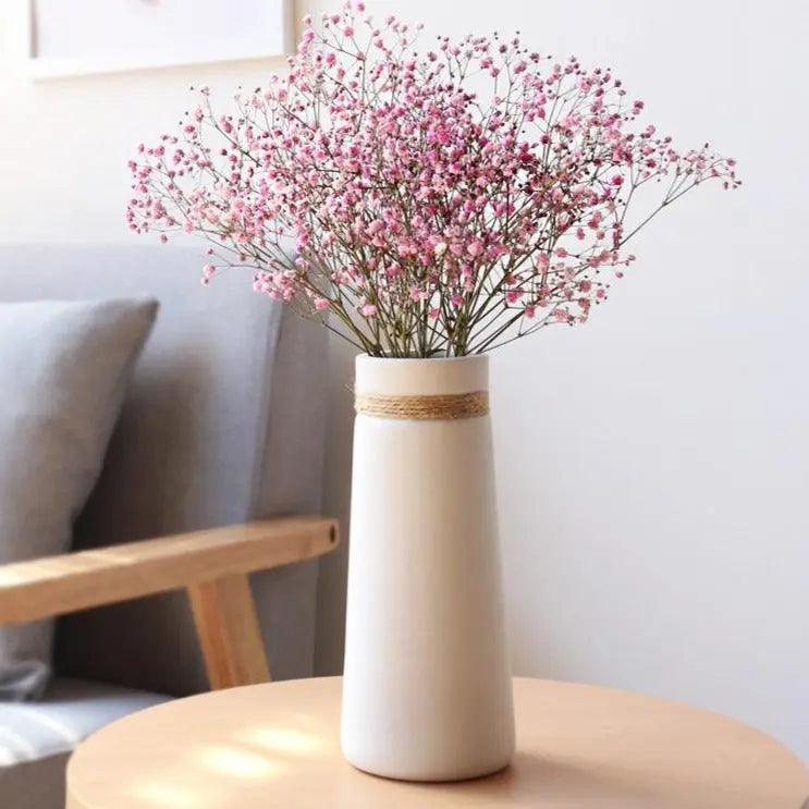 Cobalt Springs Springs - Modern White Vase with Hemp Rope