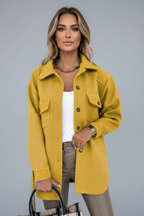 Solene Wool Blend Shacket – Elongated Collar Button-Up Overcoat