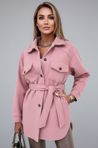 Solene Wool Blend Shacket – Elongated Collar Button-Up Overcoat