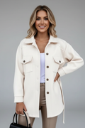 Solene Wool Blend Shacket – Elongated Collar Button-Up Overcoat