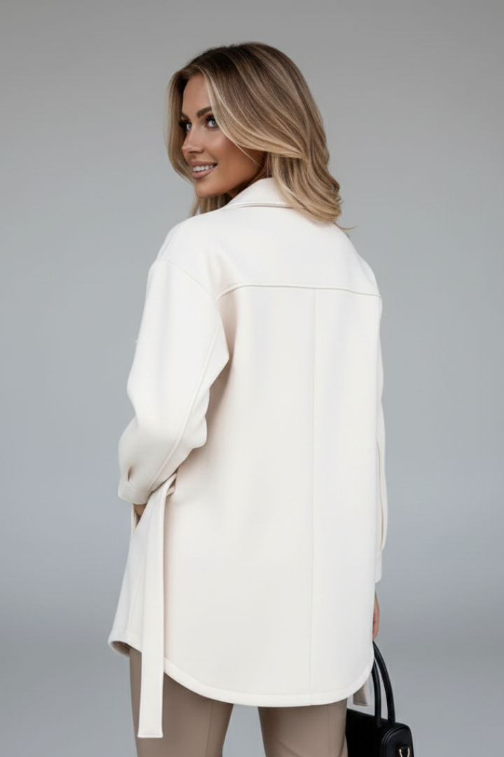 Solene Wool Blend Shacket – Elongated Collar Button-Up Overcoat