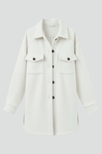 Solene Wool Blend Shacket – Elongated Collar Button-Up Overcoat