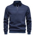 Navy quarter-zip sweatshirt product shown from the front