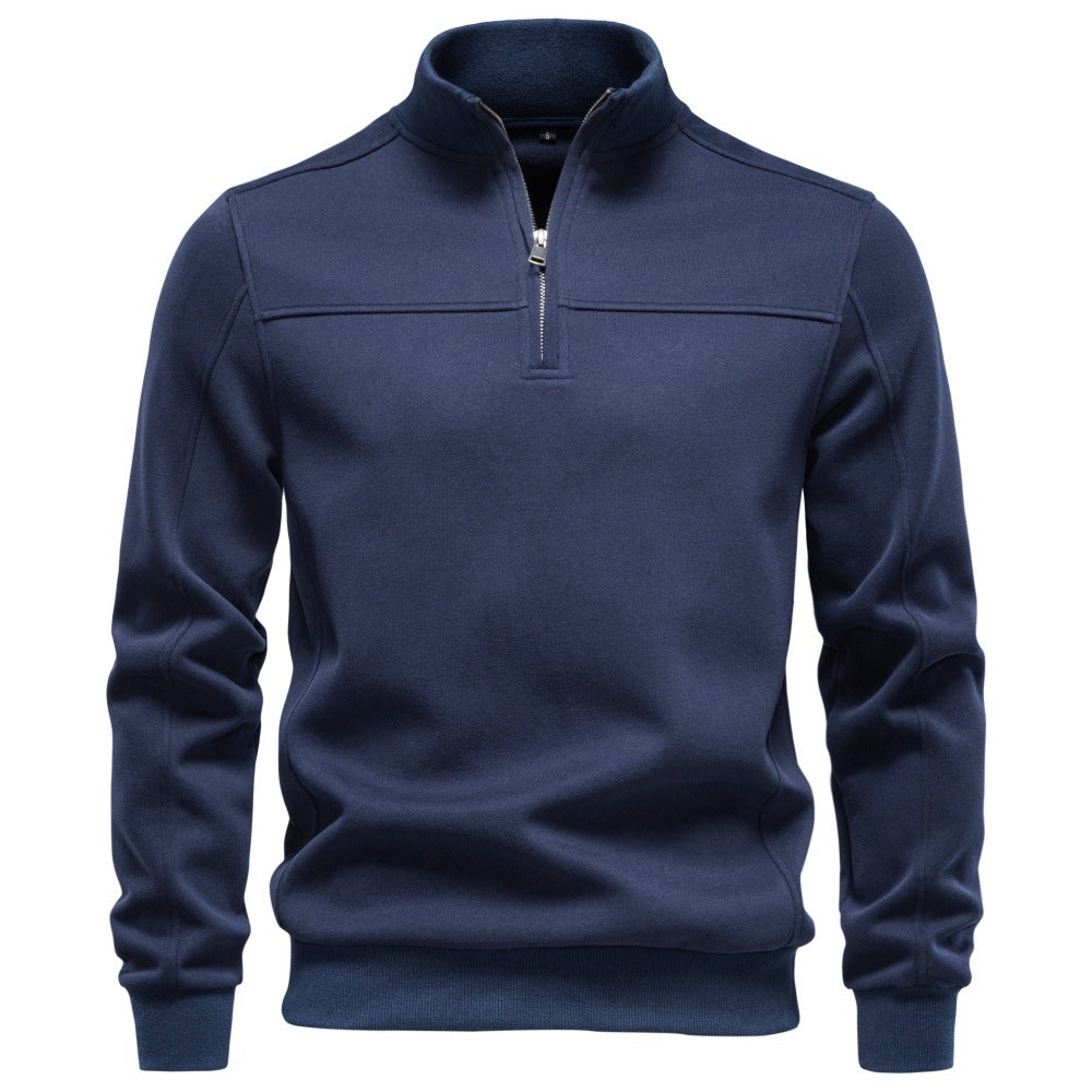 Navy quarter-zip sweatshirt product shown from the front