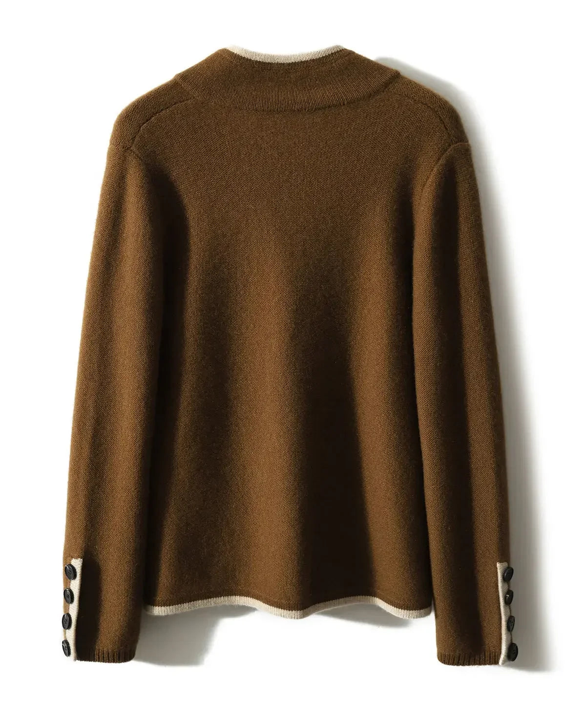 Valeria Wool Blend Cardigan – Contrast-Trim Button-Front Relaxed Knitwear