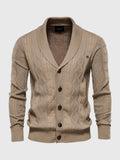 Victor Cotton Blend Cardigan – Shawl Collar Diamond Knit Button-Front Sweater