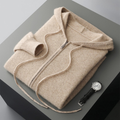 Victor Plush Knit Zip Hoodie – Relaxed Tailored Structured-Hood Cardigan