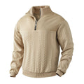 Victor Wool Blend Half-Zip Sweater – Jacquard Knit Mock Neck Pullover