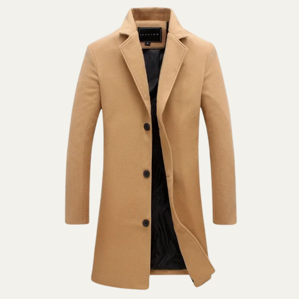 William Wool Blend Longline Coat – Slim-Tailored Notch-Lapel Single-Breasted Outerwear