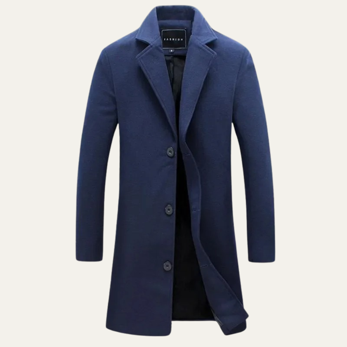 William Wool Blend Longline Coat – Slim-Tailored Notch-Lapel Single-Breasted Outerwear