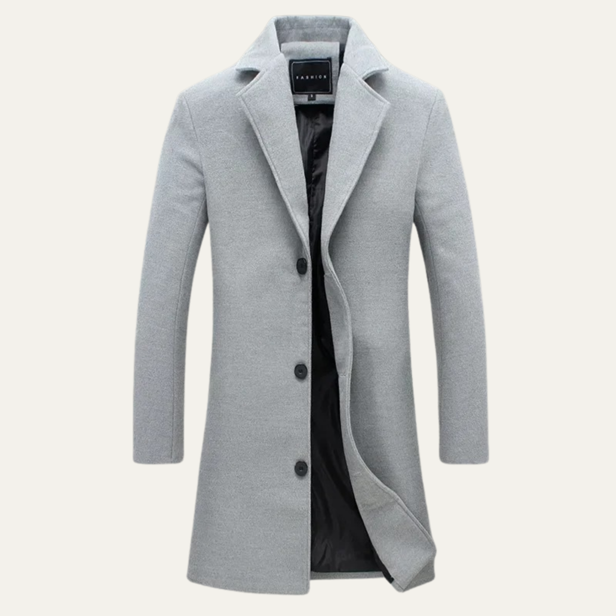 William Wool Blend Longline Coat – Slim-Tailored Notch-Lapel Single-Breasted Outerwear