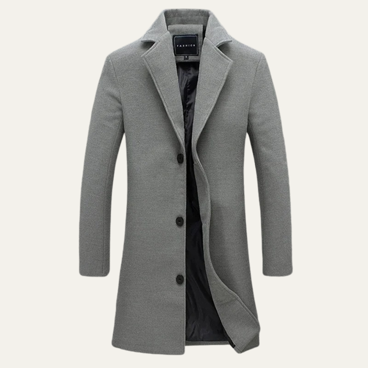 William Wool Blend Longline Coat – Slim-Tailored Notch-Lapel Single-Breasted Outerwear