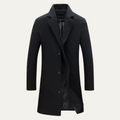 William Wool Blend Longline Coat – Slim-Tailored Notch-Lapel Single-Breasted Outerwear
