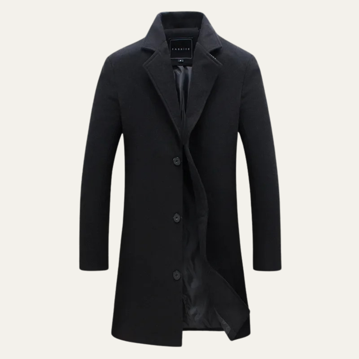 William Wool Blend Longline Coat – Slim-Tailored Notch-Lapel Single-Breasted Outerwear