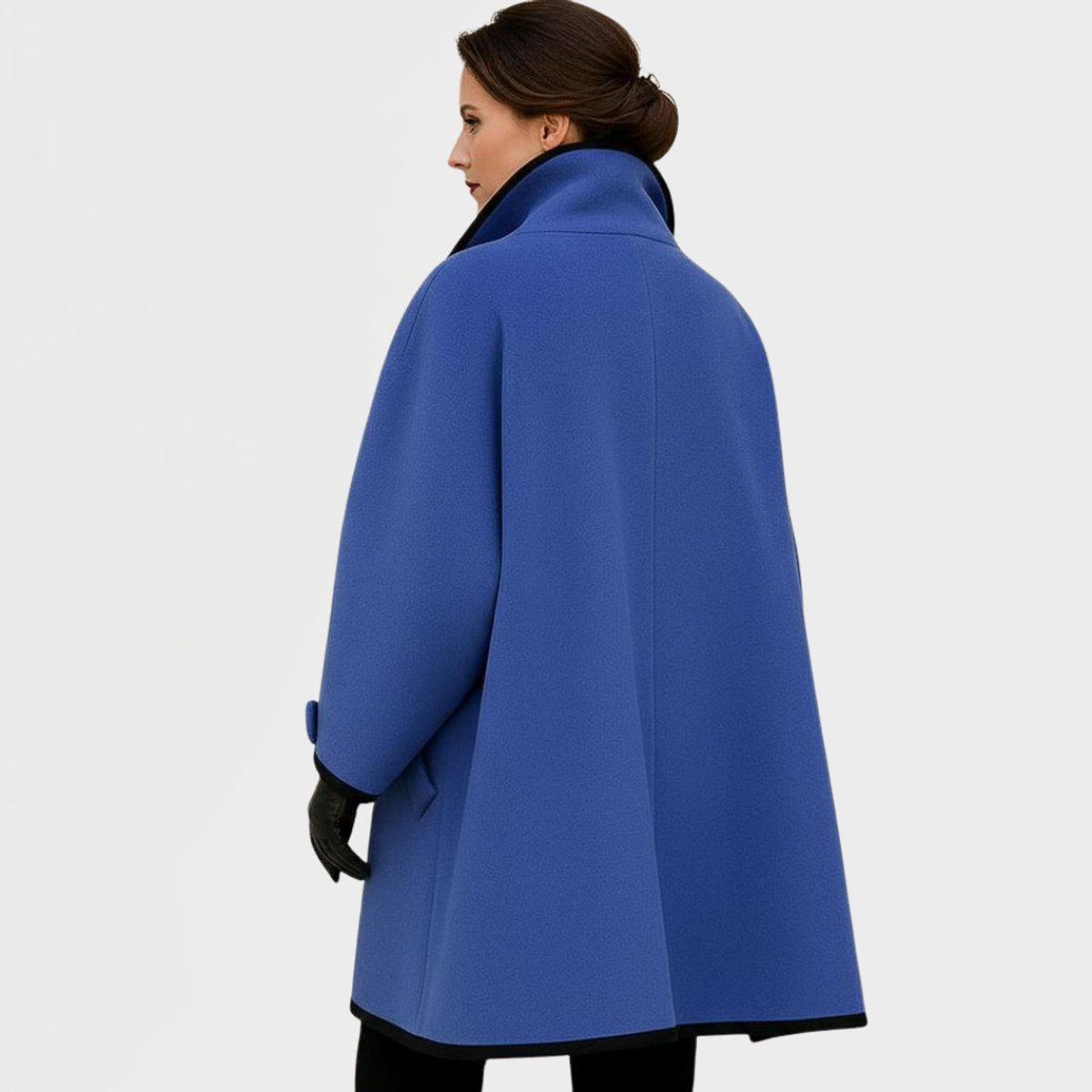 Women's Wool-Blend Swing Coat – Contrast Trim & Wide Lapel | Olivia