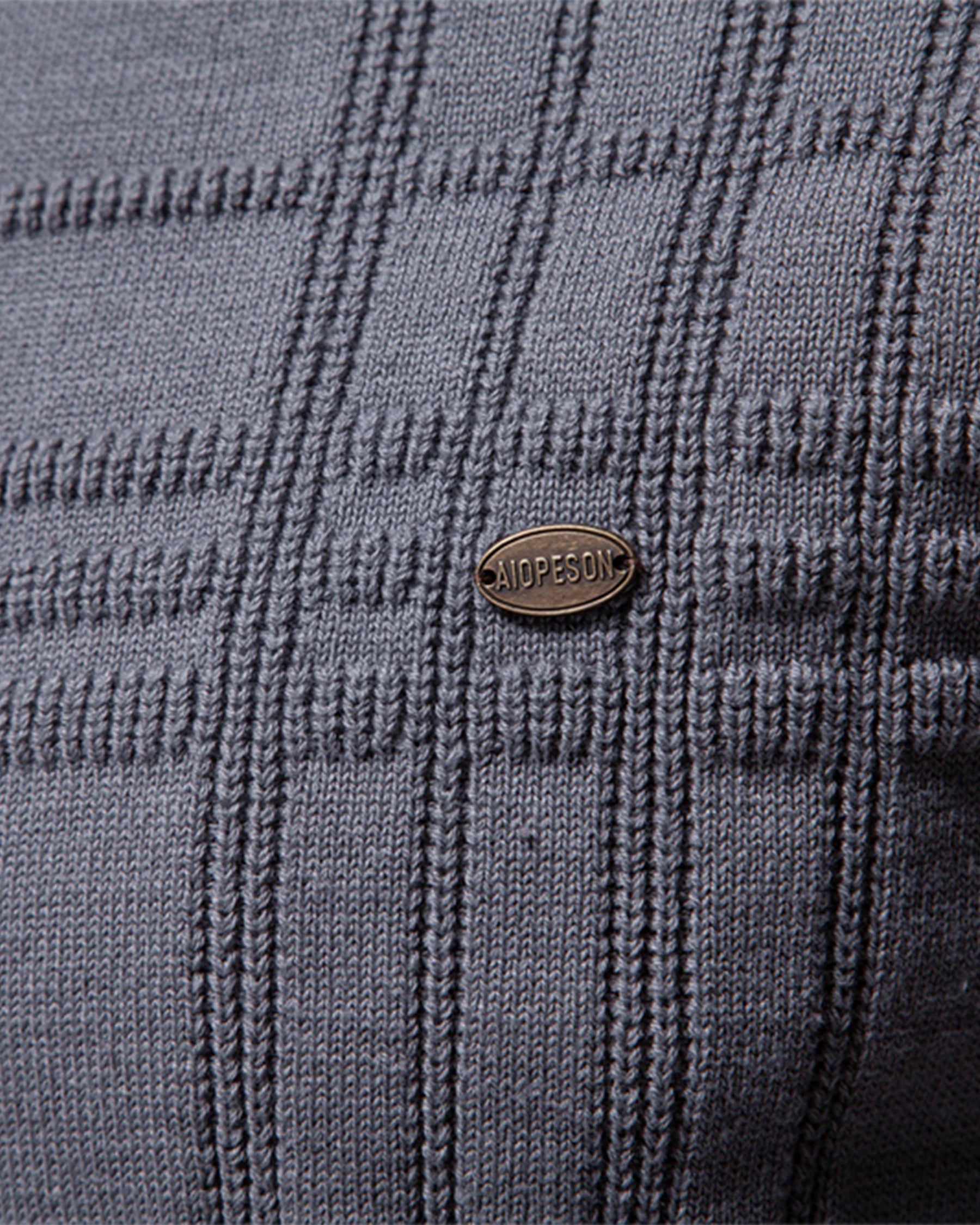 Xavier Cotton Blend Crewneck Pullover – Crosshatch Pattern Ribbed Trim Sweater