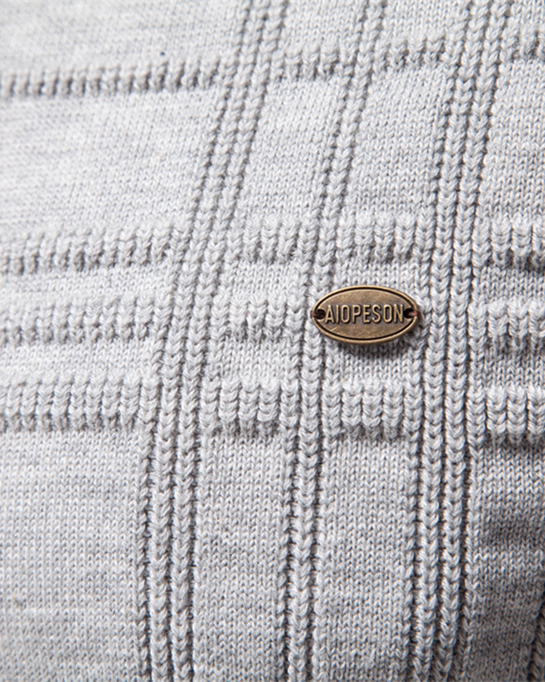 Xavier Cotton Blend Crewneck Pullover – Crosshatch Pattern Ribbed Trim Sweater